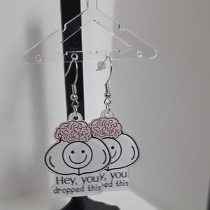 Pink Brain Hey I think You Dropped This Earrings